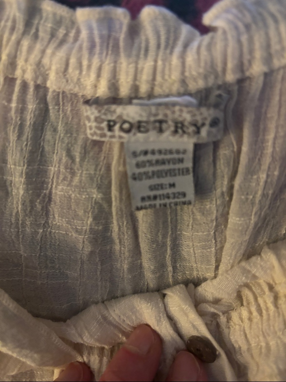 Poetry Cream Ruffle-Neck Button Front Blouse - Picture 2 of 7